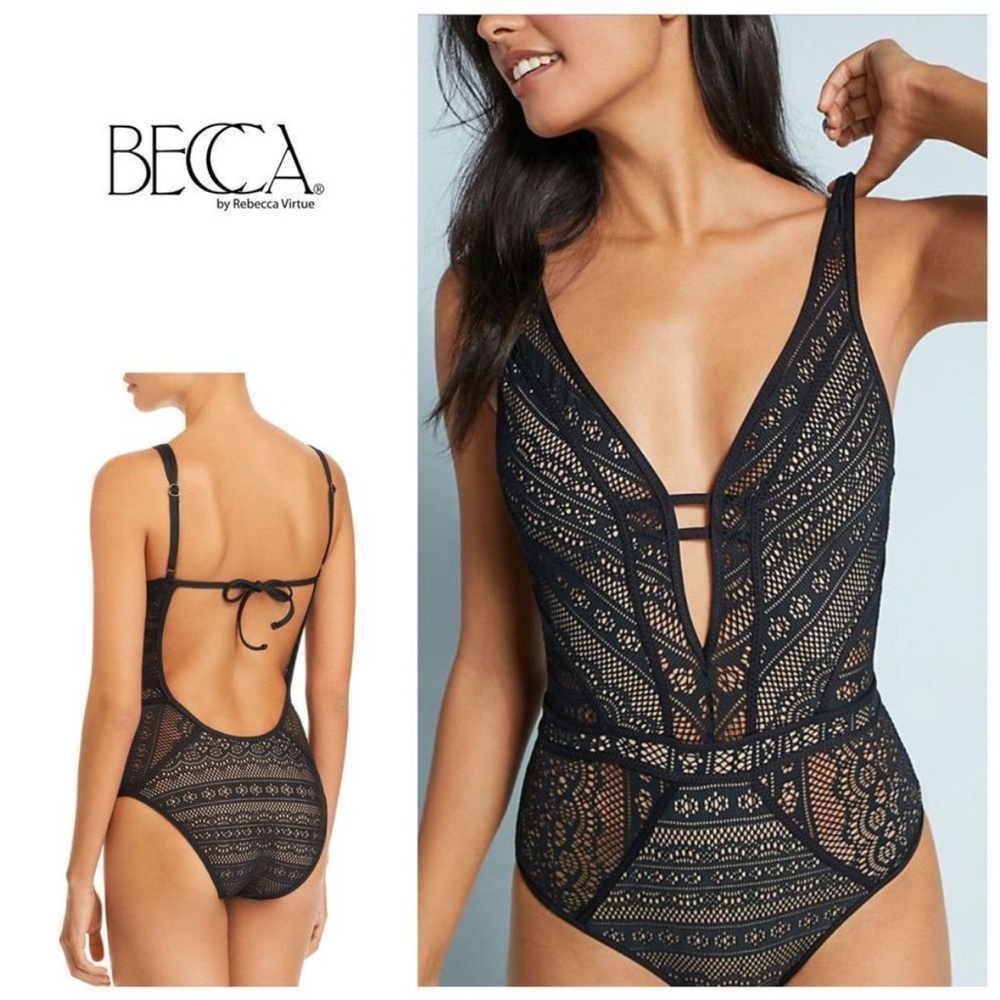 Brand new medium black Becca sheer bathing suit